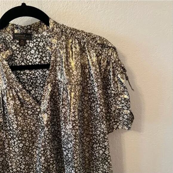 Anthropologie Current Air Amy Metallic Shimmer Ditsy Floral Blouse - Picture 4 of 6